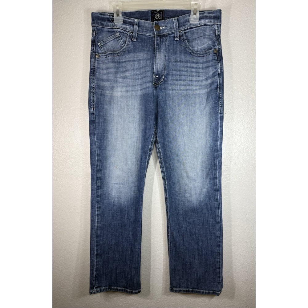Rock & Republic Jeans Men's 34X32 Blue Straight Fit Medium-Wash Denim Pants